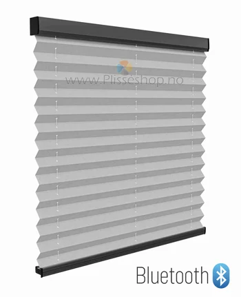 Elektrisk plisségardin med MotionBlinds Bluetooth-styring, skreddersydd etter mål for moderne hjem.